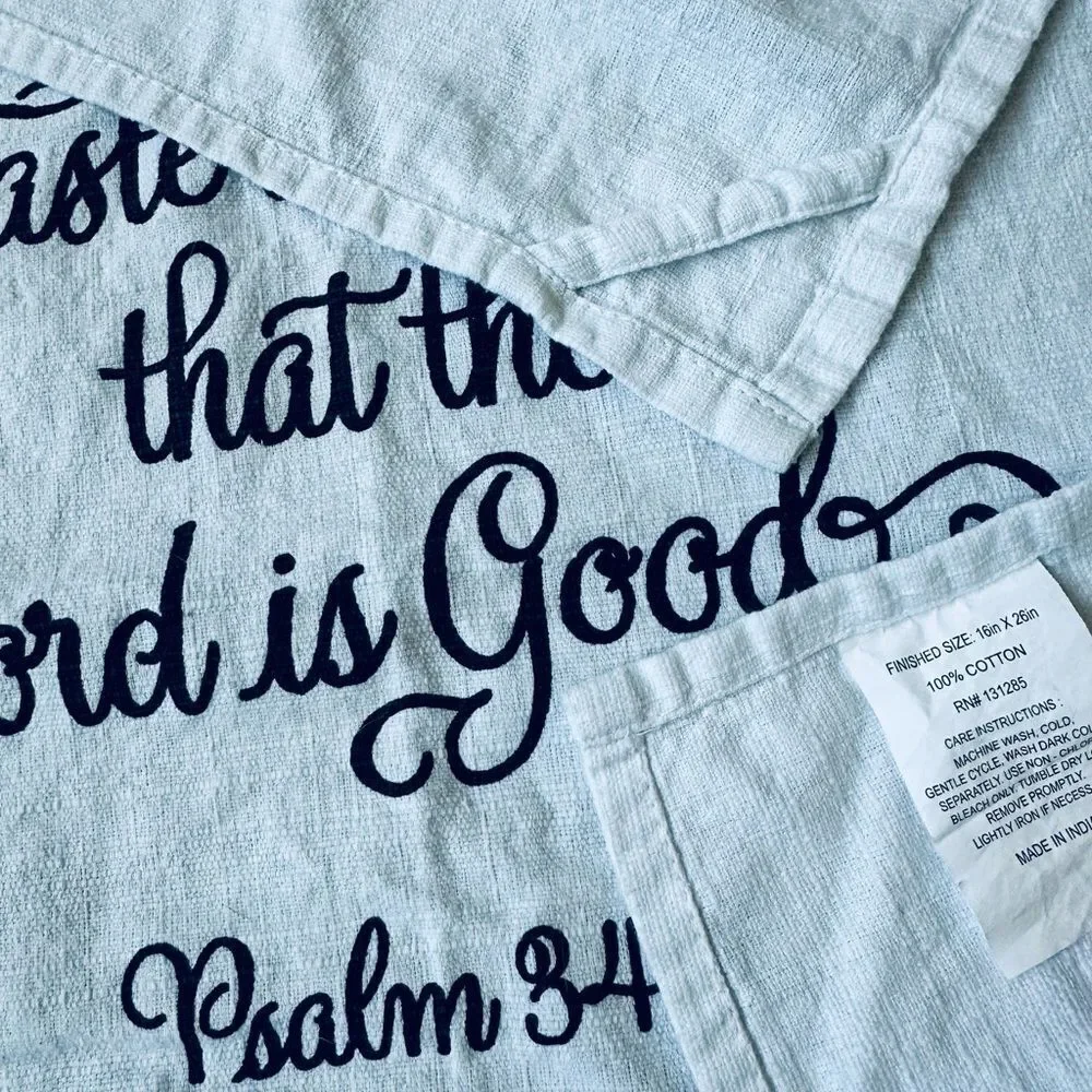 Psalm Bible Verse Farmhouse Kitchen Dish Tea Towel